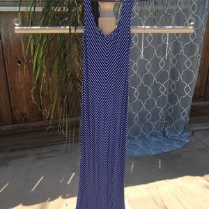 Blue and white striped maxi dress. Size XS